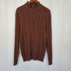 Oscar De La Renta Men's Large Cable Knit Sherpa 1/4 Zip Pullover Sweater